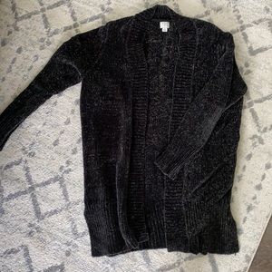 Black chenille cardigan